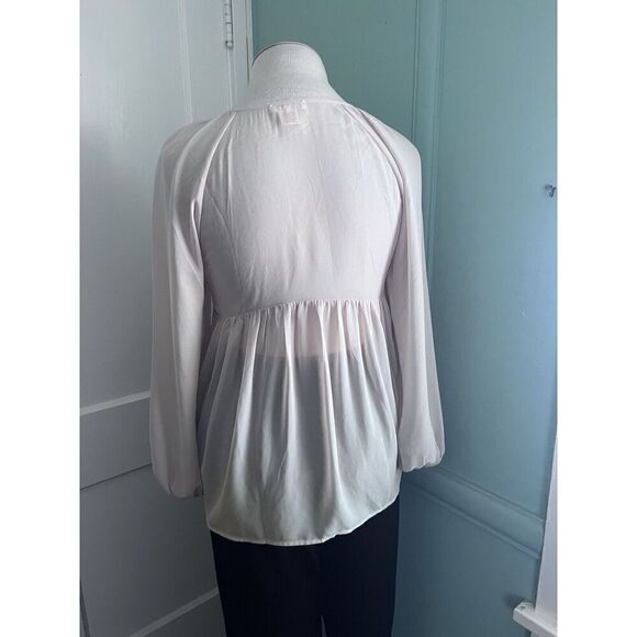 Sundance Womens Medium Peasant Top Ivory Embroidered Beaded Tie Neck Sheer - Picture 4 of 7